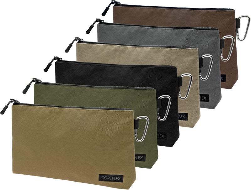 COREFLEX Premium Tool Pouch Zipper Bag, Small Tool Bag, Multipurpose Storage pouch, Heavy duty Flat Bottom Tool bag with YKK Zipper (6 pack Large 12inch) - Image 1